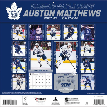 Toronto Maple Leafs календар NHL #34 Auston Matthews 2027 Wall