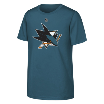 San Jose Sharks детска тениска Macklin Celebrini #71 NHL Flat Name & Number Short Sleeve Cotton