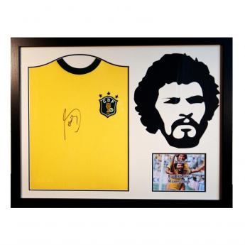 Легенди фланелка с рамка Brasil Socrates Signed Shirt Silhouette