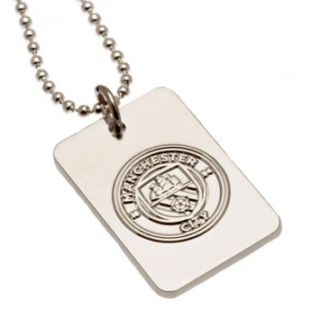 Manchester City колие с висулка куче Silver Plated Dog Tag & Chain