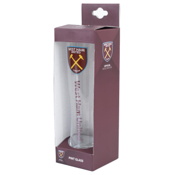 West Ham United стъклена чаша Tall Beer Glass
