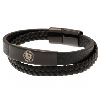 Manchester City кожена гривна Black IP Leather Bracelet