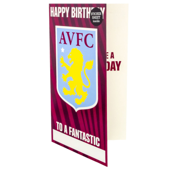Aston Villa картичка за рожден ден със стикери Personalised Birthday Card