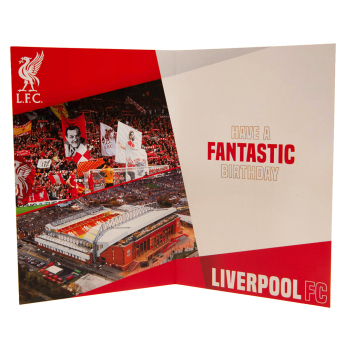 Liverpool FC картичка за рожден ден със стикери Have a Fantastic Birthday