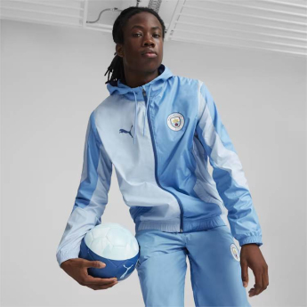 Manchester City мъжко яке с качулка Pre-Match blue
