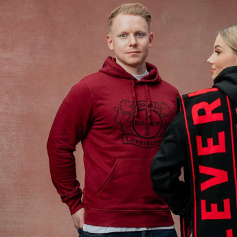 Bayer 04 Leverkusen мъжки суитшърт с качулка Logo burgundy
