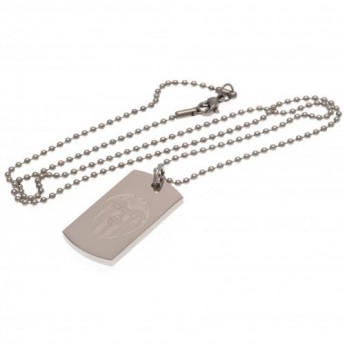 Valencia CF колие с висулка куче Engraved Dog Tag & Chain