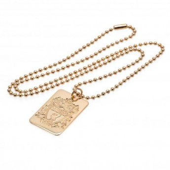 Liverpool FC колие с висулка куче Gold Plated Dog Tag & Chain