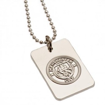 Manchester City колие с висулка куче Silver Plated Dog Tag & Chain