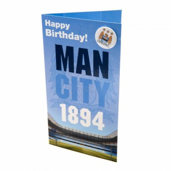 Manchester City картичка за рожден ден Birthday Card & Badge EST