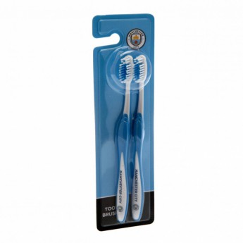 Manchester City две четки за зъби Twin Pack Toothbrush Adults