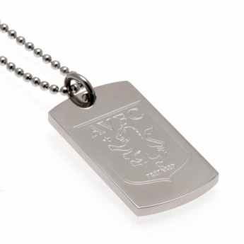 Aston Villa колие с висулка куче Engraved Dog Tag & Chain