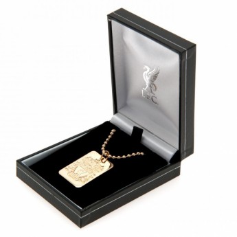 Liverpool FC колие с висулка куче Gold Plated Dog Tag & Chain