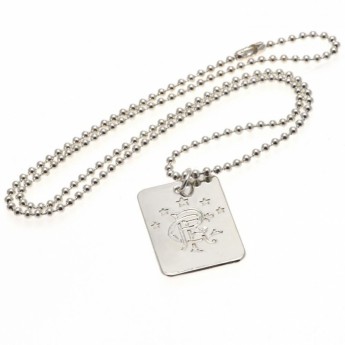Rangers FC колие с висулка куче Silver Plated Dog Tag & Chain