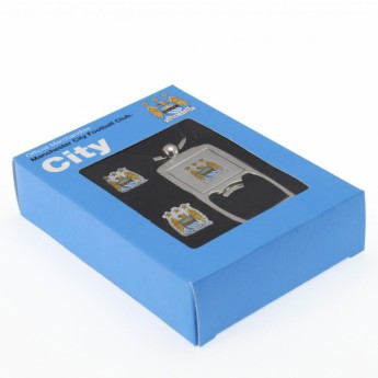 Manchester City комплект отварачка и копчета за ръкавели Cufflinks & Keyring Bottle Opener Set