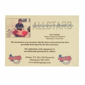 Легенди фланелка с рамка Manchester United Cantona Signed Shirt Silhouette