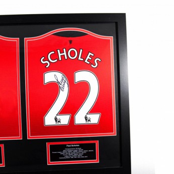 Легенди фланелка с рамка Manchester United Giggs & Scholes Signed Shirts (Dual Framed)