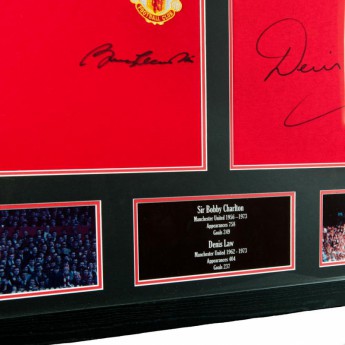 Легенди фланелка с рамка Manchester United Charlton & Law Signed Shirts (Dual Framed)