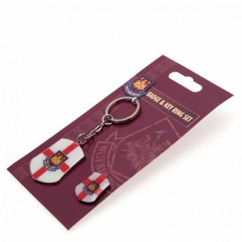 West Ham United ключодържател и значка Keyring and Badge Set SG