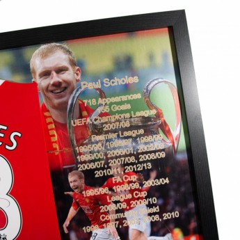 Легенди фланелка с рамка Manchester United Scholes Signed Shirt (Framed)