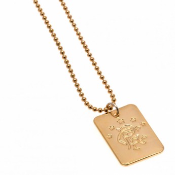 Rangers FC колие с висулка куче Gold Plated Dog Tag & Chain