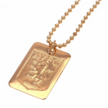 Aston Villa колие с висулка куче Gold Plated Dog Tag & Chain